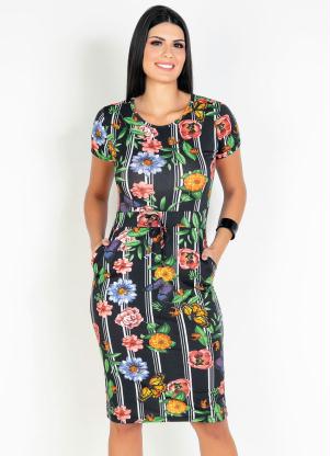 Vestido (Floral) com Bolso Moda Evang�lica