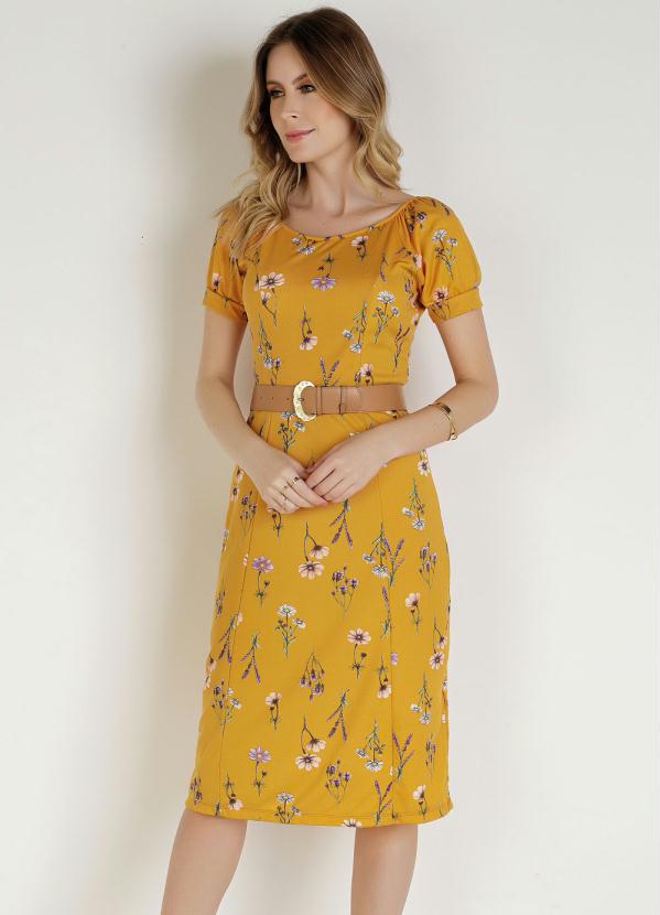 Vestido (Floral) com Recortes Moda Evangélica Vestido (Floral) com Recortes Moda Evangélica