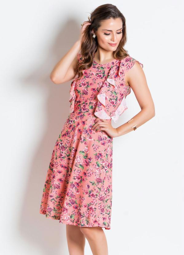 vestido midi salmao