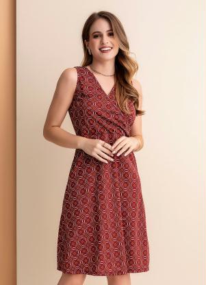 Vestido (Geométrico Bordô) em Malha Vestido (Geométrico Bordô) em Malha