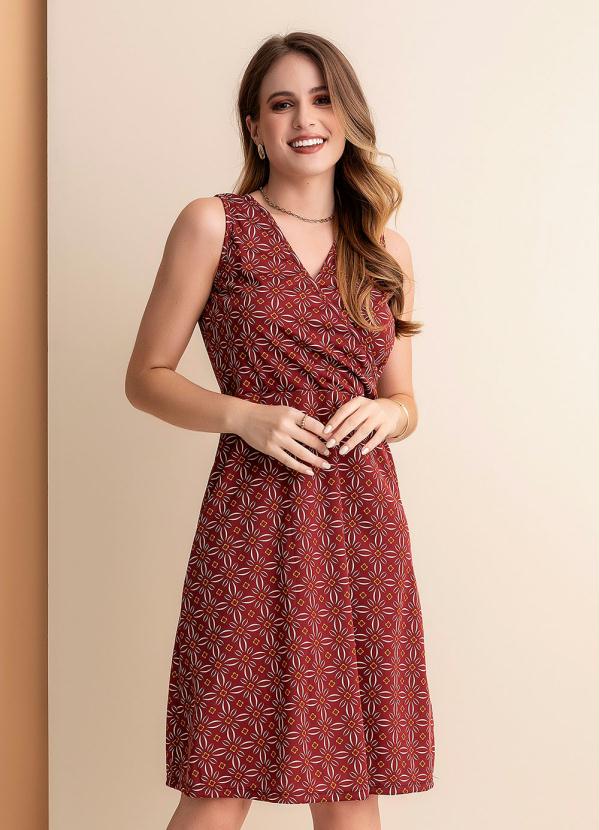 Vestido (Geométrico Bordô) em Malha Vestido (Geométrico Bordô) em Malha