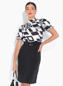 Vestido Gola Alta Tubinho P&B 