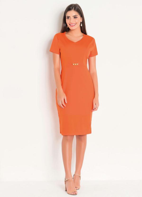 vestido laranja midi