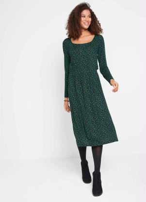 Vestido Liberty Decote Quadrado (Floral Verde)
