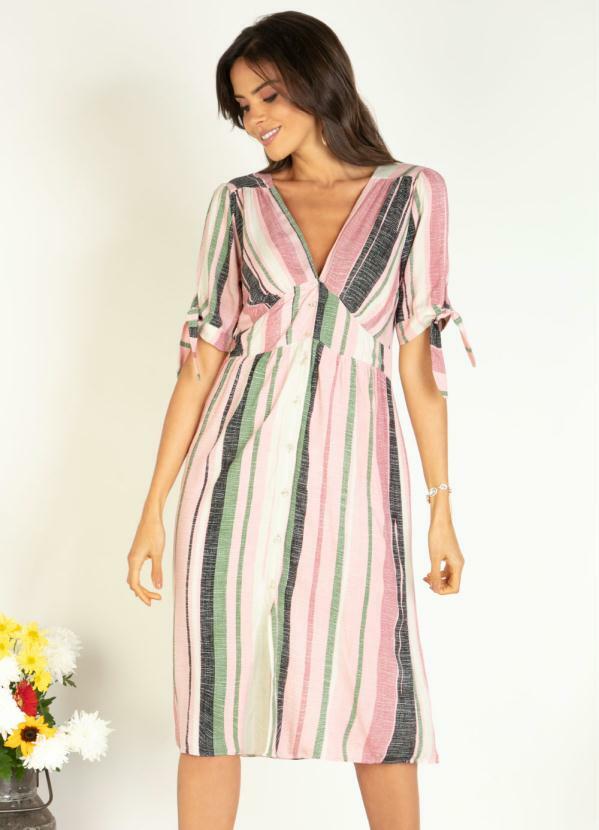 vestido listrado rosa