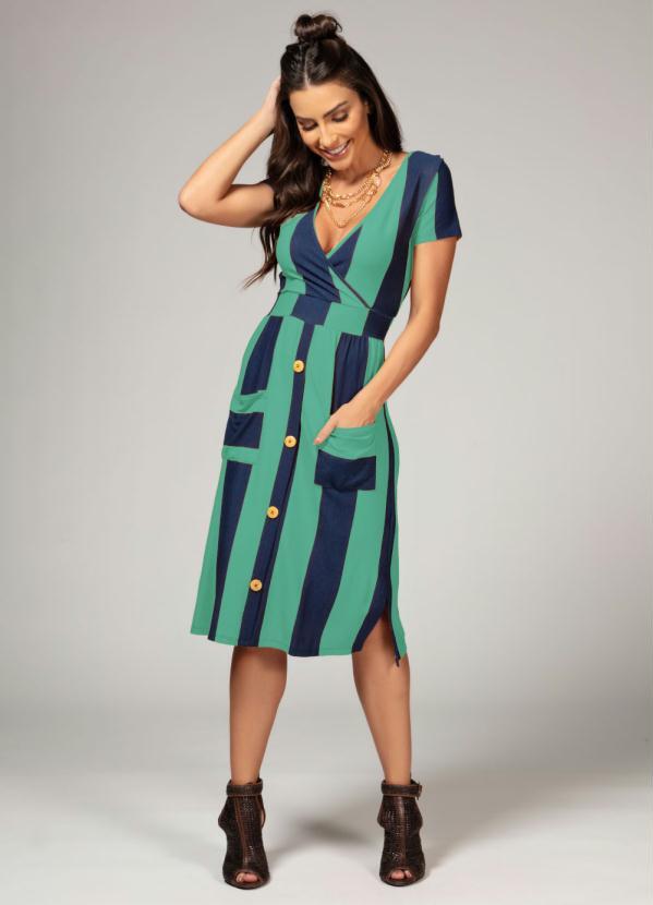 vestido listrado verde