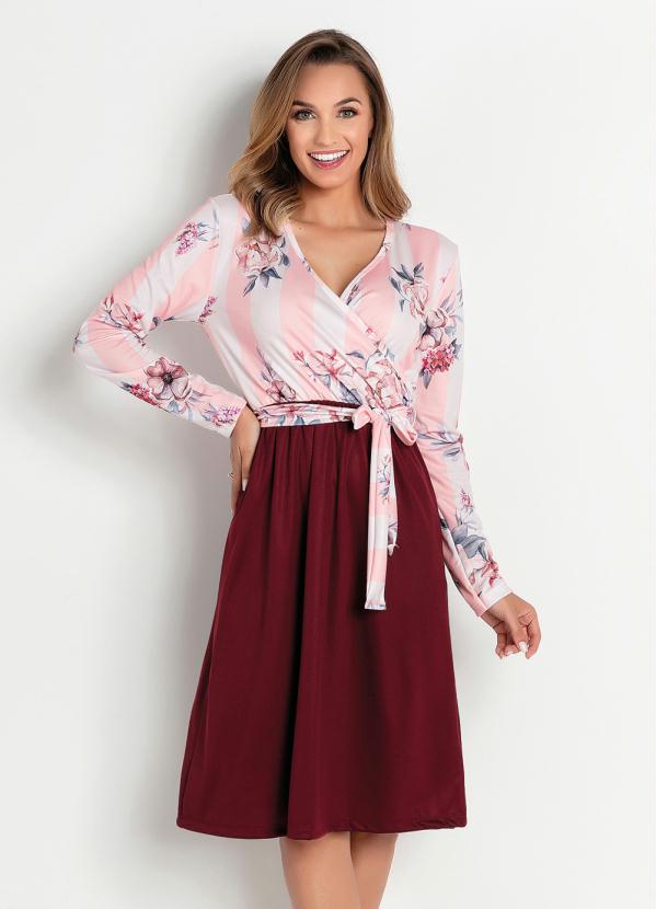 Vestido (Listras Rosa) com Faixa Moda Evangélica Vestido (Listras Rosa) com Faixa Moda Evangélica