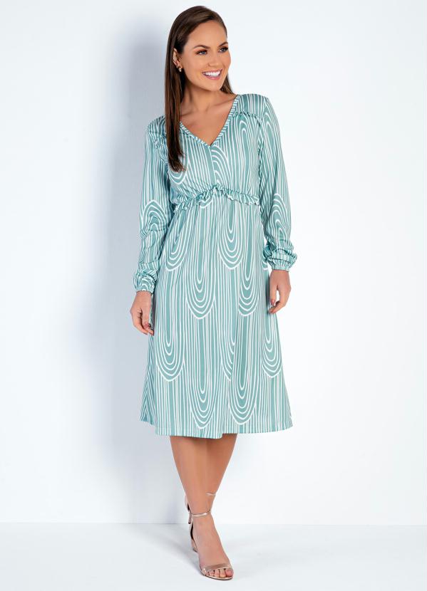 Vestido (Listras Verde) com Babado Moda Evangélica Vestido (Listras Verde) com Babado Moda Evangélica