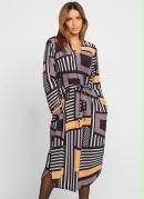 Vestido Manga Longa Abstrato Preto 