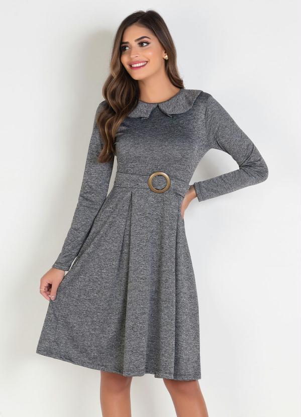 Vestido (Mescla) com Gola Moda Evang�lica