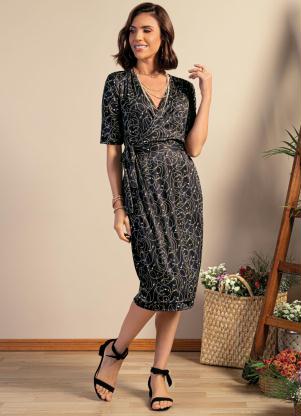 Vestido Midi (Cordas Douradas) Transpassado Vestido Midi (Cordas Douradas) Transpassado