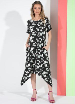 Vestido Midi (Manchas) com Barra Arredonda