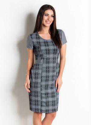 Vestido Midi Moda Evangélica (Xadrez Cinza) Vestido Midi Moda Evangélica (Xadrez Cinza)