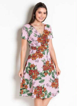 Vestido Moda Evang�lica (Floral) com Transpasse
