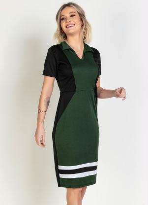 Vestido Moda Evang�lica (Tricolor) com Gola