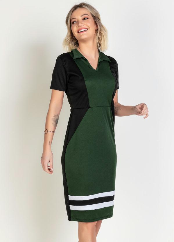 Vestido Moda Evang�lica (Tricolor) com Gola