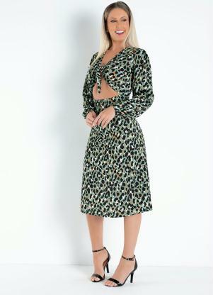 Vestido (Onça Verde) com Amarração na Frente Vestido (Onça Verde) com Amarração na Frente