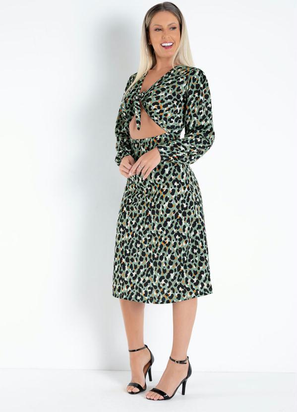 Vestido (Onça Verde) com Amarração na Frente Vestido (Onça Verde) com Amarração na Frente