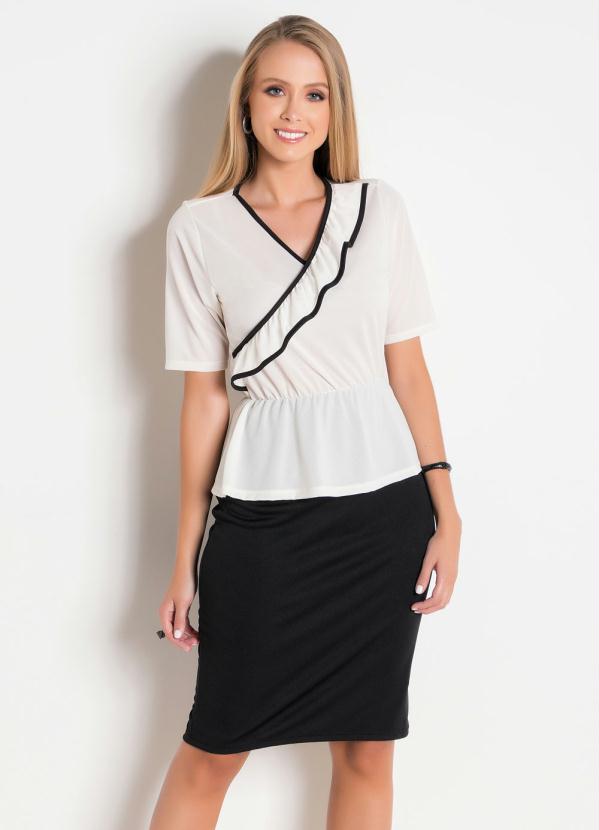 Vestido Peplum Moda Evang�lica (Bicolor)