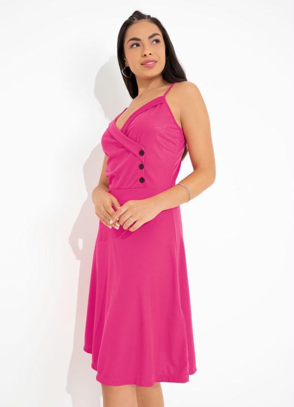 Vestido (Pink) com Botões Decorativos e Alças Vestido (Pink) com Botões Decorativos e Alças
