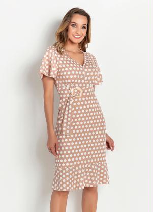 Vestido (Po� Bege) com Faixa Moda Evang�lica