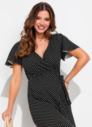 Vestido (Po� Fundo Preto) em Malha de Viscose