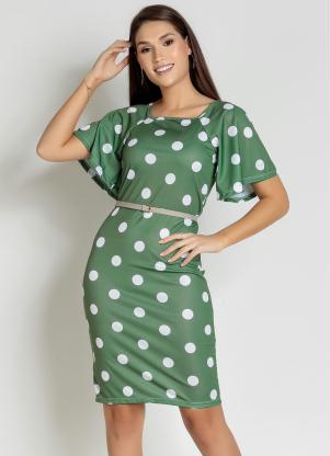 Vestido (Po� Verde) Manga Ampla Moda Evang�lica