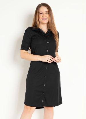 Vestido (Preto) com Bot�es Moda Evang�lica