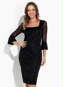 Vestido Preto com Manga em Tule