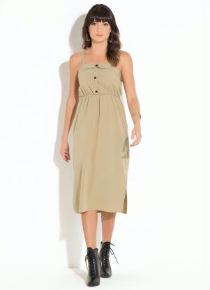 Vestido Quintess (Bege) com Bot�es na Frente