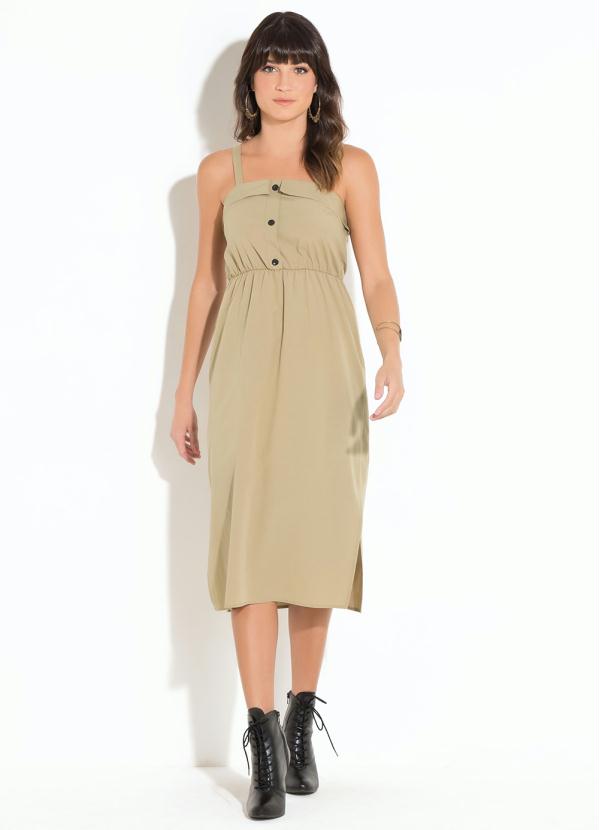 Vestido Quintess (Bege) com Bot�es na Frente