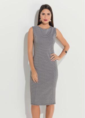 Vestido Quintess (Listrado Preto) sem Mangas Vestido Quintess (Listrado Preto) sem Mangas
