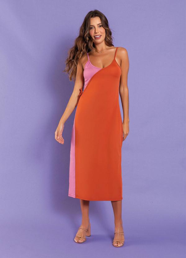 Vestido (Rosa e Ferrugem) com Al�as