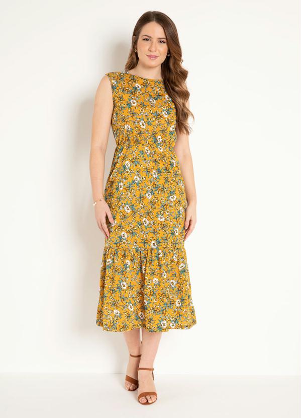 Vestido Solto (Floral Mostarda) Moda Evangélica Vestido Solto (Floral Mostarda) Moda Evangélica