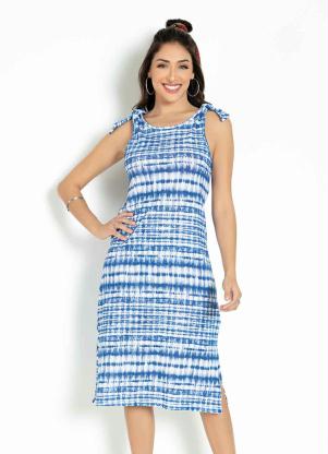 Vestido (Tie Dye Azul) com Al�as para Amarrar