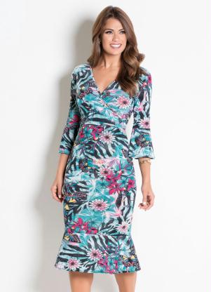 Vestido Transpassado (Floral) Moda Evang�lica