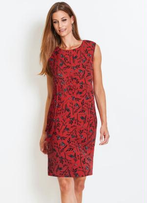 Vestido Tubinho com Amarra��o (Floral Vermelho)