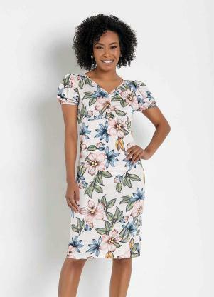 Vestido Tubinho (Floral Rosa) Moda Evangélica Vestido Tubinho (Floral Rosa) Moda Evangélica