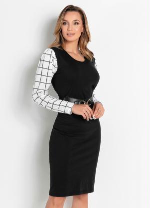 Vestido Tubinho (Quadrado Preta) Moda Evang�lica