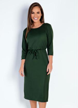Vestido (Verde) com Manga 7/8 Moda Evang�lica