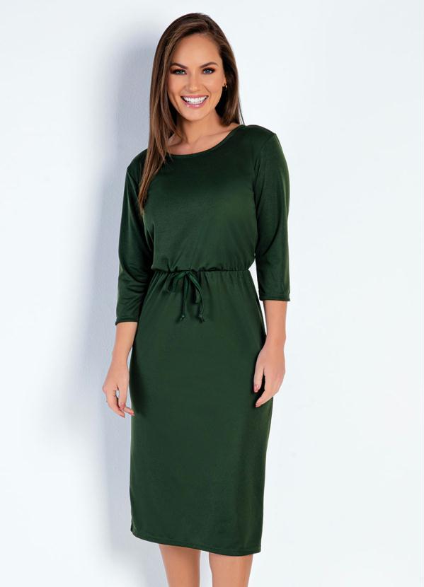 Vestido (Verde) com Manga 7/8 Moda Evang�lica