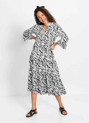 Vestido Zebra em Camadas (Preto/Off White)