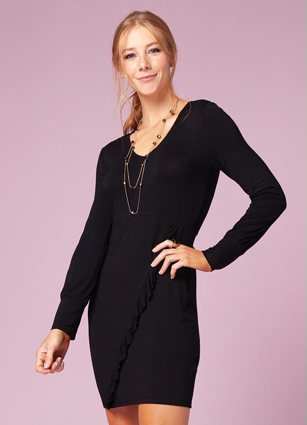 Vestido Cl�ssico (Preto) com Mangas Longas