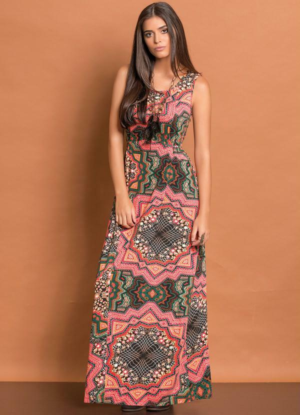 vestido longo com estampa