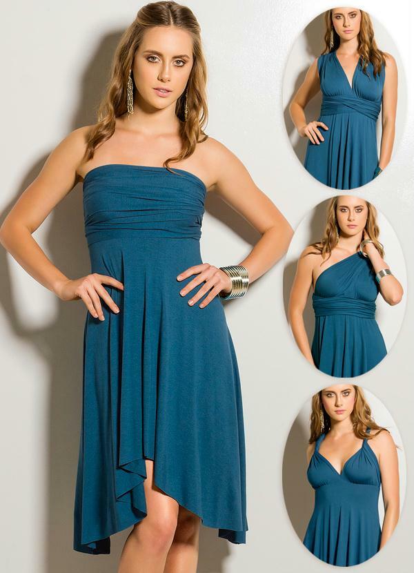 vestido longo azul petróleo