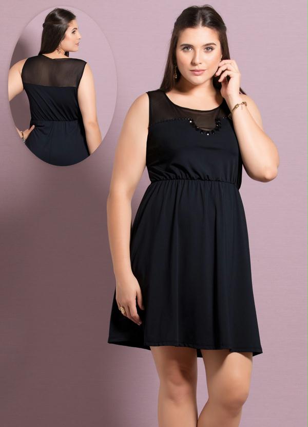 vestido bordado preto