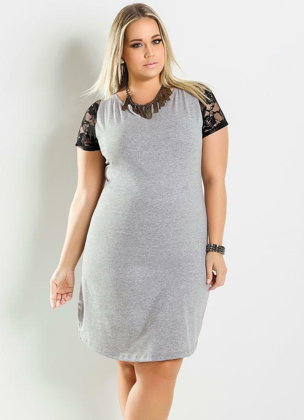 vestido cinza plus size