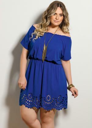 vestido plus size azul