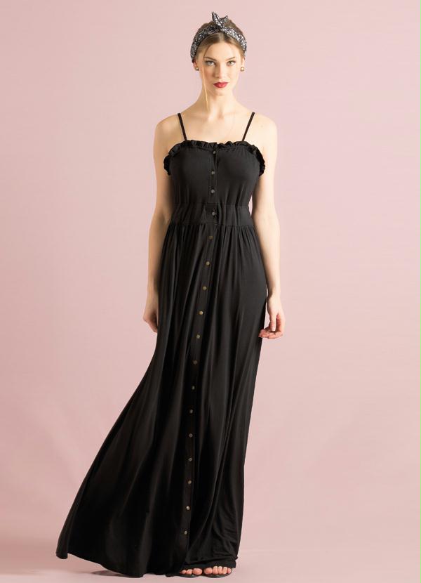 modelo de vestido longo preto