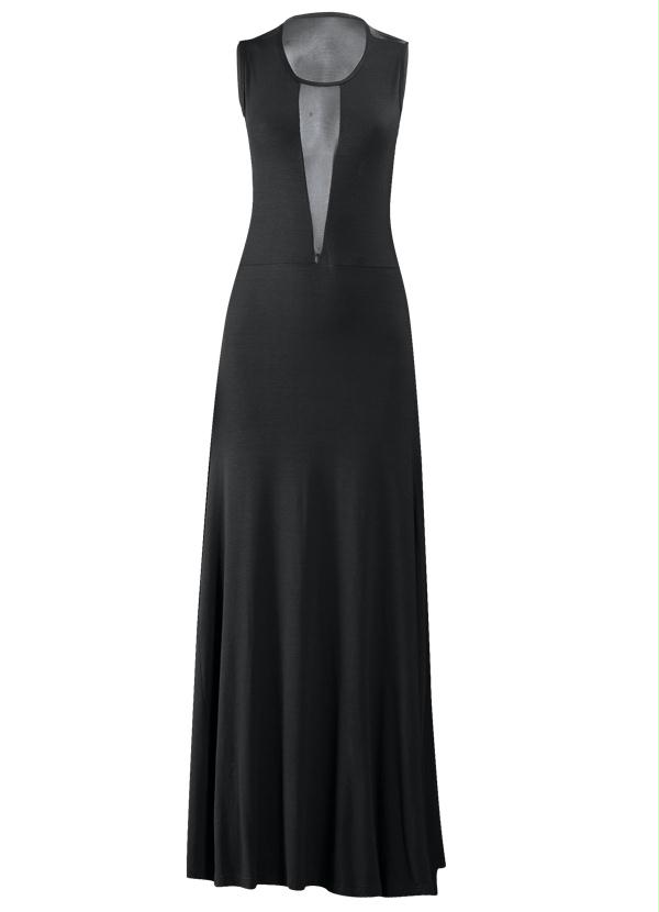vestido longo preto transparente